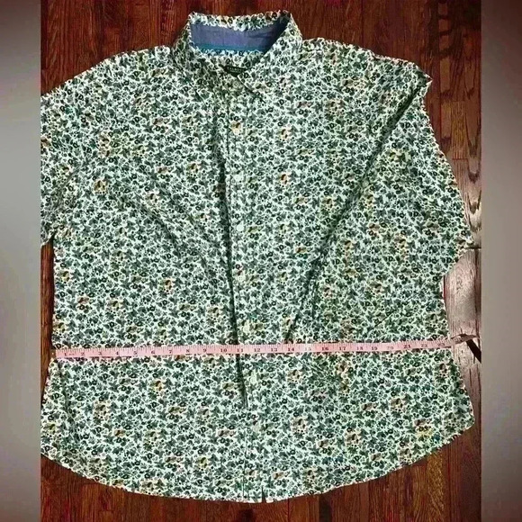 TALBOTS Ditsy Floral Mushroom Button Down Shirt in Blue/Green/Yellow - Picture 5 of 9